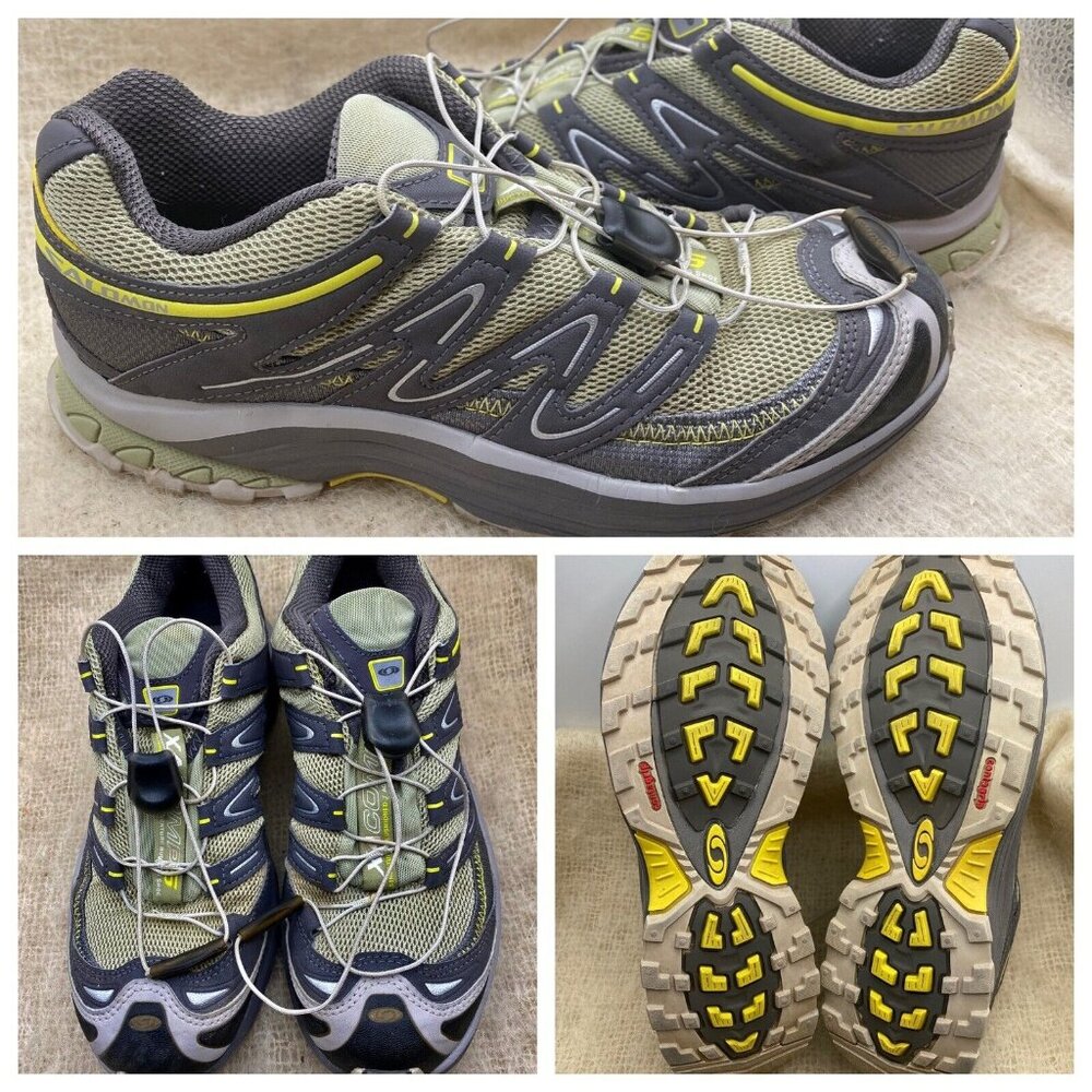 Salomon XA Comp 5 Trail Running Shoes Sneakers Lace Up Green Grey Womens US 6.5